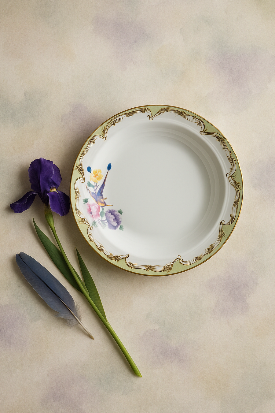 Papillons Green - Çukur Tabak 21,5 cm, dikey sofra sunumu