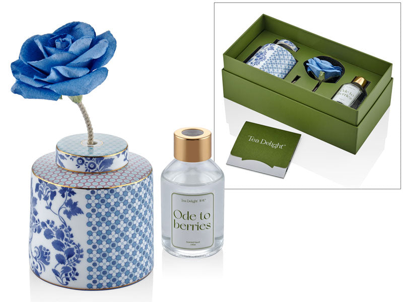 Regency Damask - Dekoratif Difüzör Kabı Mavi
